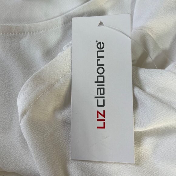 Liz Claiborne Button Accent Short Sleeve Shirt Womens Large White New - Picture 8 of 8